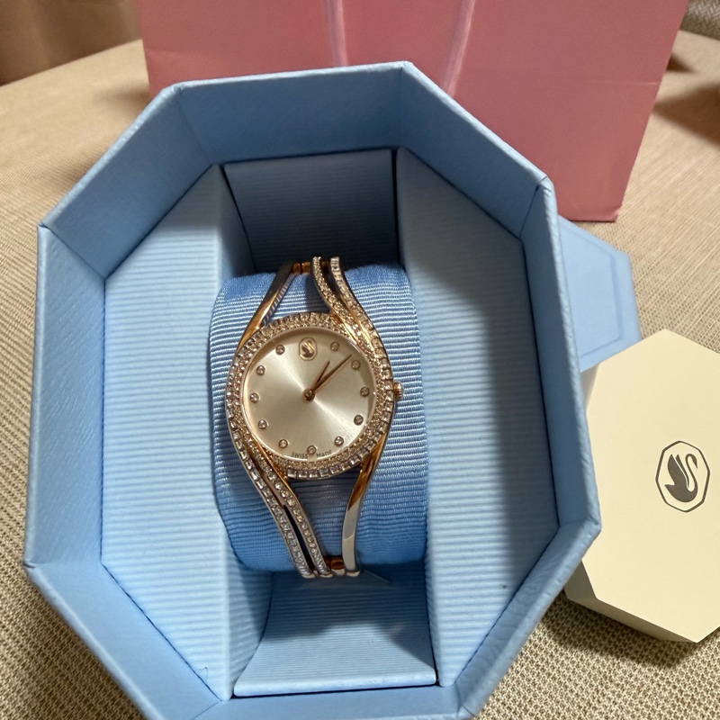 Swarovski Hyperbolla滿鑽玫瑰金手錶｜Swiss Made｜附盒｜9成新✨氣質款-1