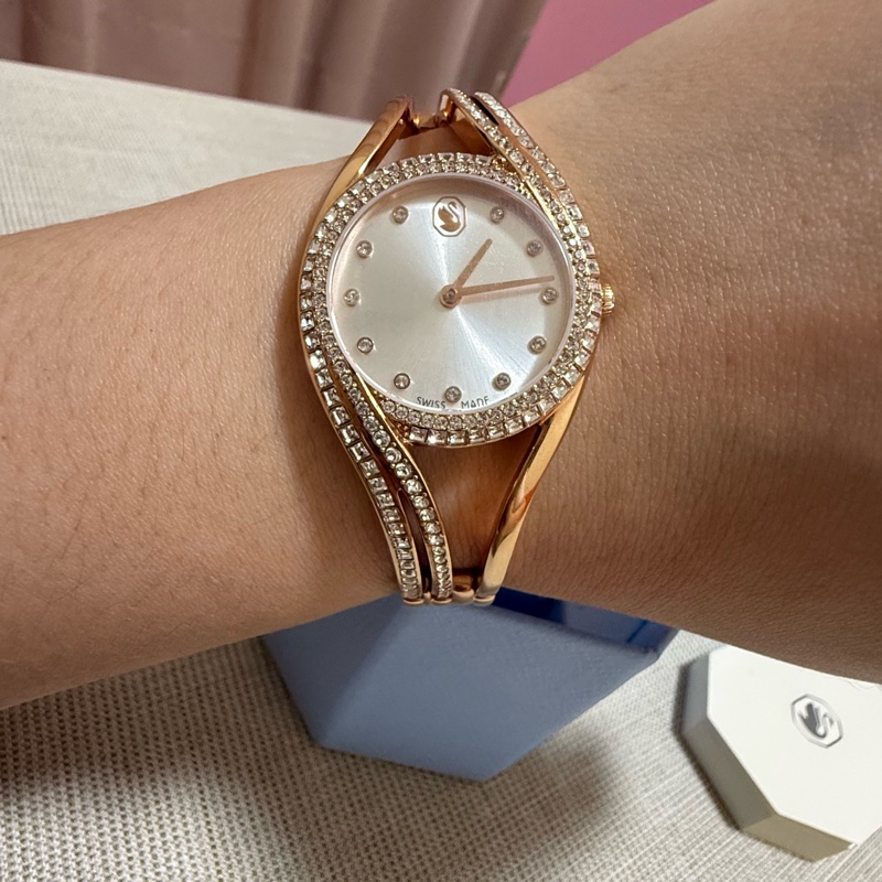Swarovski Hyperbolla滿鑽玫瑰金手錶｜Swiss Made｜附盒｜9成新✨氣質款-7