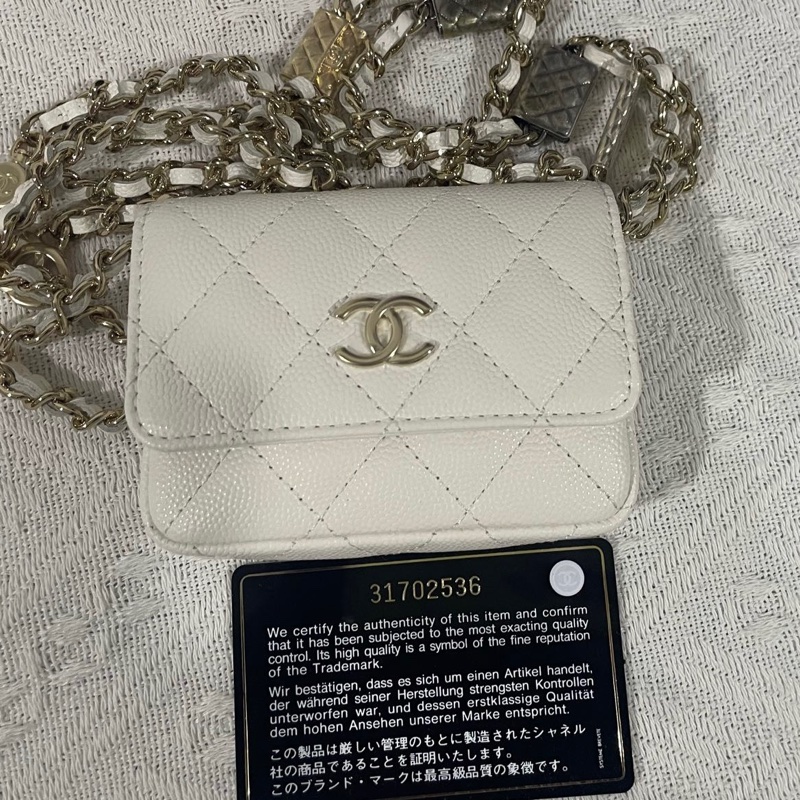 99新Chanel/香奈兒21k woc腰包超美的金屬鏈條  腰挎單肩都可 鐳射31開-0