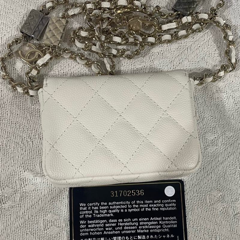 99新Chanel/香奈兒21k woc腰包超美的金屬鏈條  腰挎單肩都可 鐳射31開-1