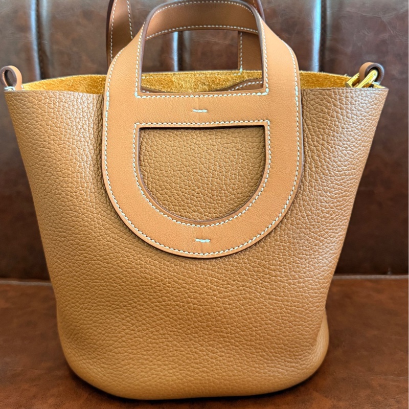 Hermès 愛馬仕 菜籃子金棕色B刻-9
