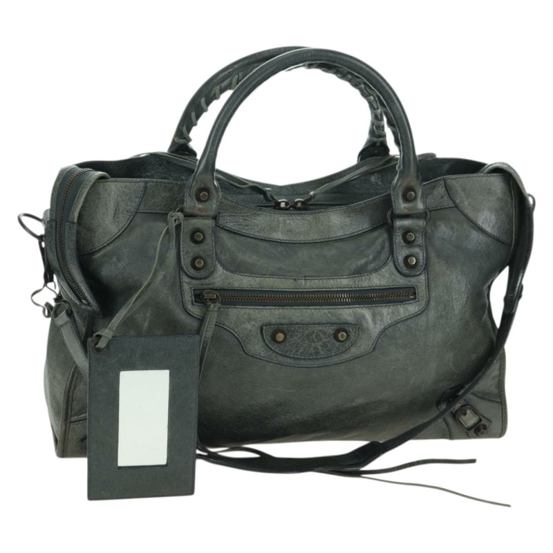 【日本直送】BALENCIAGA The City 手提包 皮革 2way 灰色 115748 Auth yk20311SAM-0