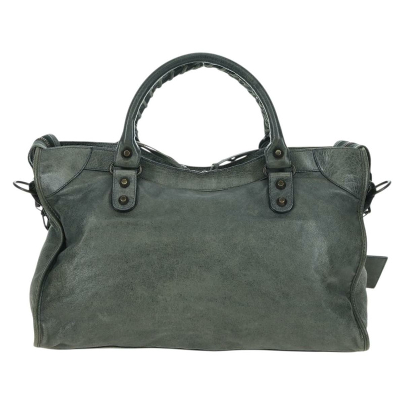 【日本直送】BALENCIAGA The City 手提包 皮革 2way 灰色 115748 Auth yk20311SAM-1
