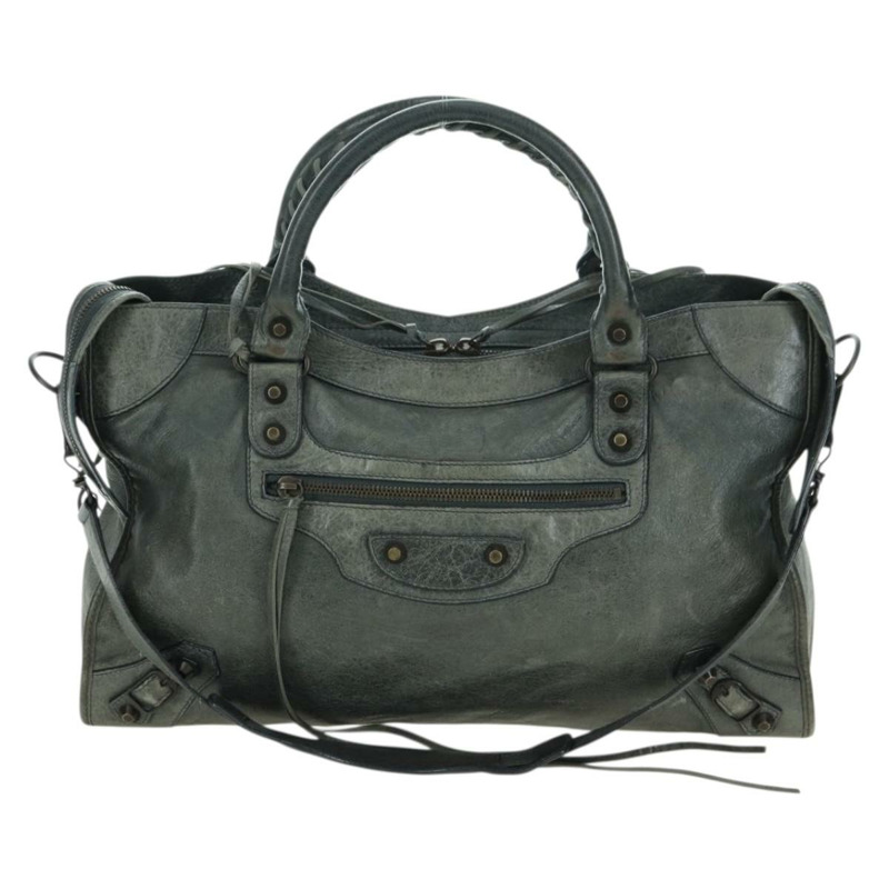 【日本直送】BALENCIAGA The City 手提包 皮革 2way 灰色 115748 Auth yk20311SAM-12