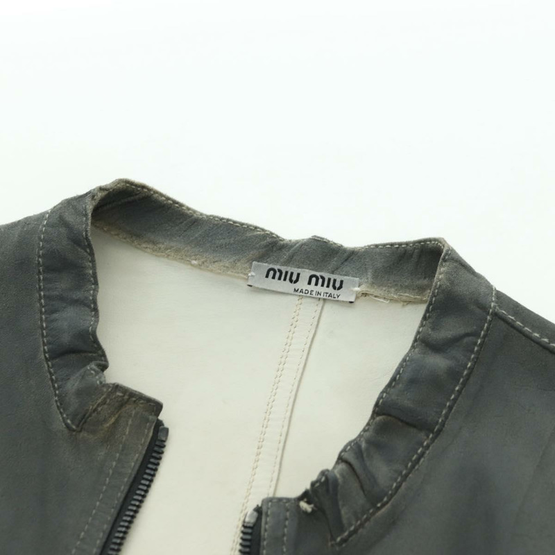 【日本直送】Miu Miu 灰色真皮外套 正品 yk20234M-8