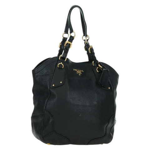 PRADA 皮革手提包 黑色 金色 BR3847 正品 am11447V