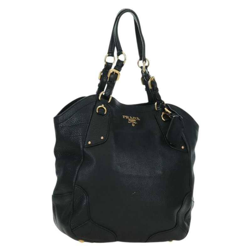 【日本直送】PRADA 皮革手提包 黑色 金色 BR3847 正品 am11447V-0