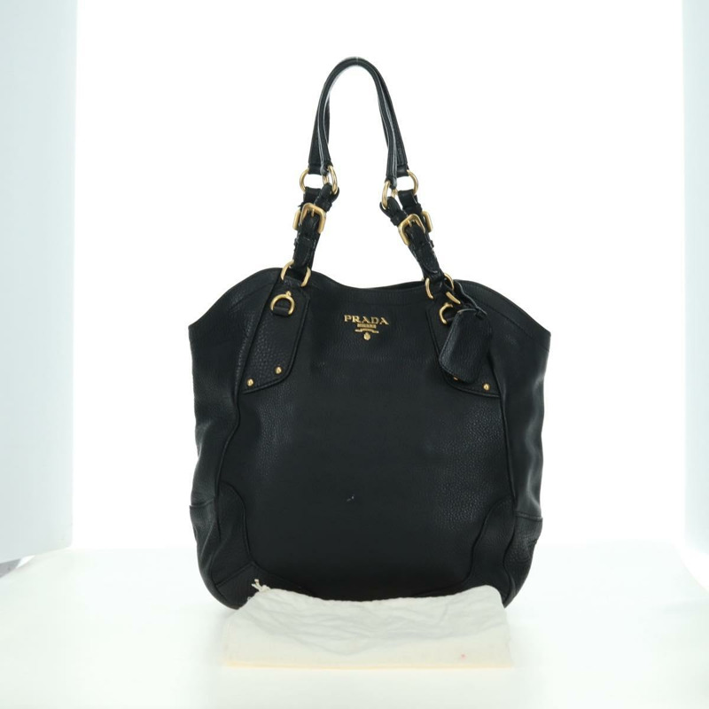 【日本直送】PRADA 皮革手提包 黑色 金色 BR3847 正品 am11447V-11