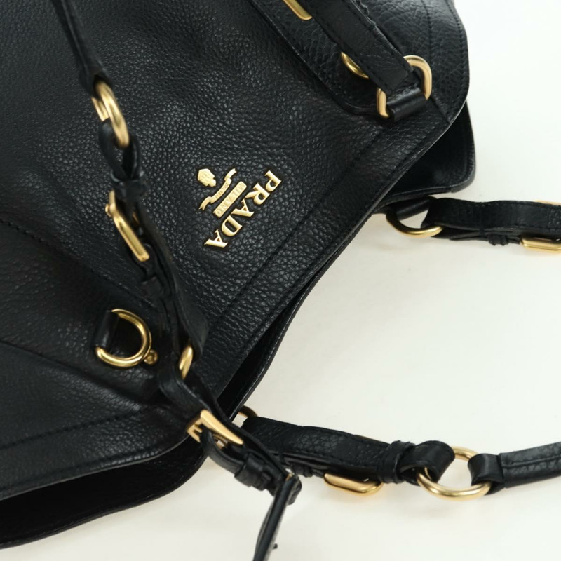 【日本直送】PRADA 皮革手提包 黑色 金色 BR3847 正品 am11447V-13