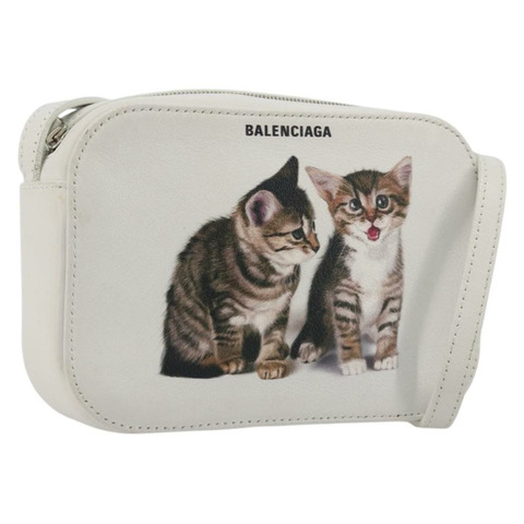BALENCIAGA 白色銀色皮革肩背包 552372 正品 bs34594A