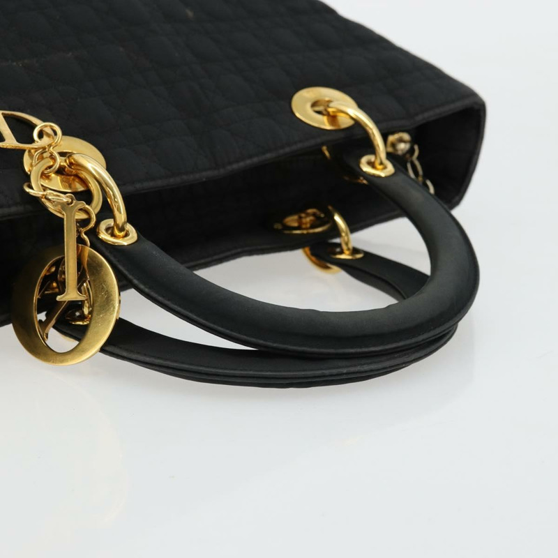 【日本直送】Christian Dior Canage Lady Dior 手提包 尼龍 黑色 金色 正品 ep14031A-6