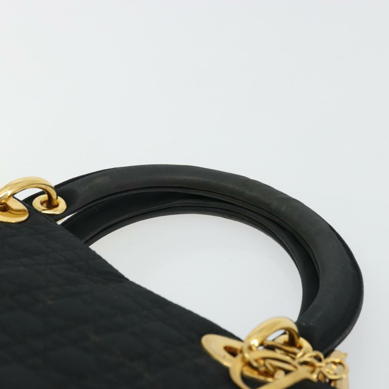 【日本直送】Christian Dior Canage Lady Dior 手提包 尼龍 黑色 金色 正品 ep14031A-7