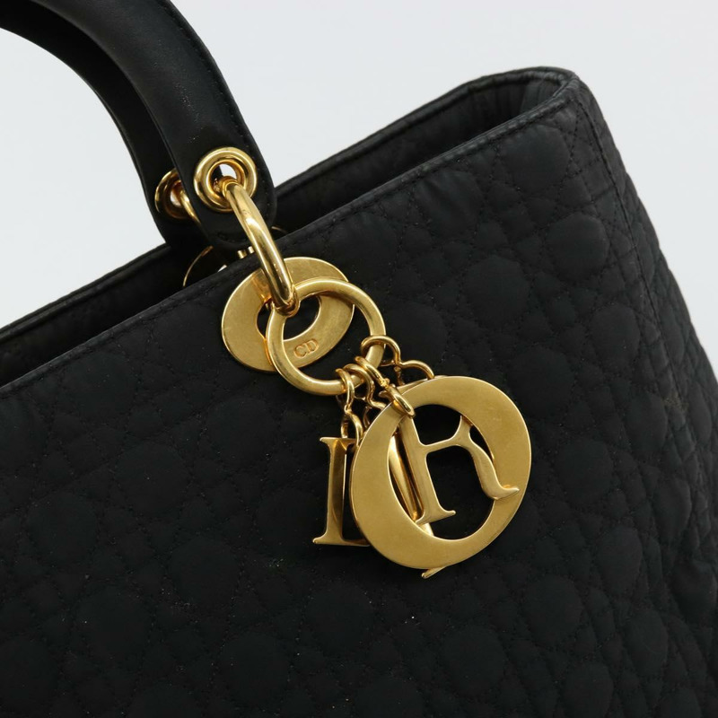 【日本直送】Christian Dior Canage Lady Dior 手提包 尼龍 黑色 金色 正品 ep14031A-9