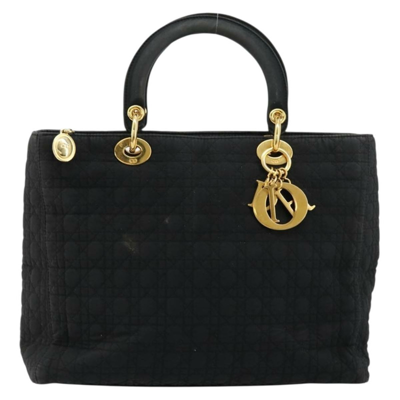 【日本直送】Christian Dior Canage Lady Dior 手提包 尼龍 黑色 金色 正品 ep14031A-12