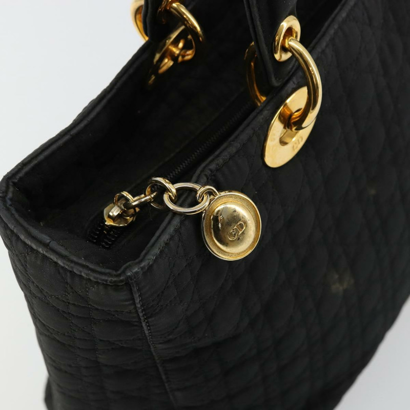 【日本直送】Christian Dior Canage Lady Dior 手提包 尼龍 黑色 金色 正品 ep14031A-16
