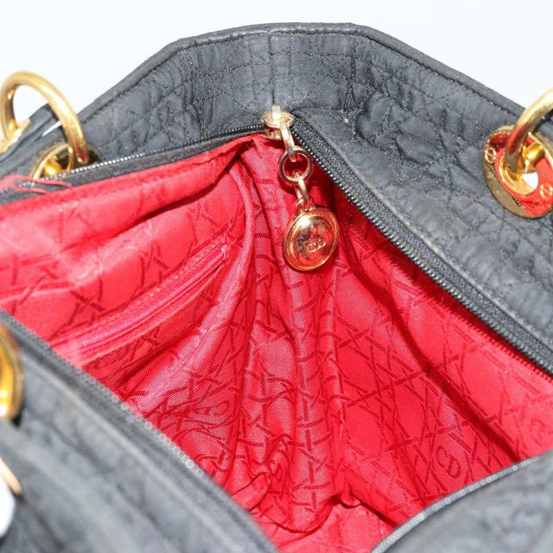 【日本直送】Christian Dior Canage Lady Dior 手提包 尼龍 黑色 金色 正品 ep14031A-18