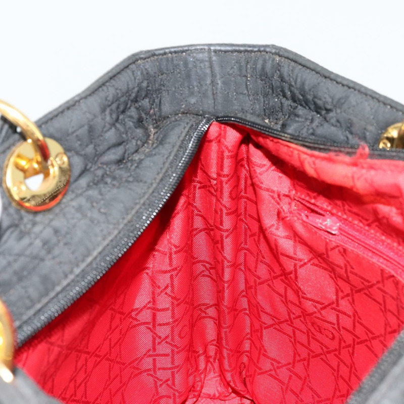 【日本直送】Christian Dior Canage Lady Dior 手提包 尼龍 黑色 金色 正品 ep14031A-19