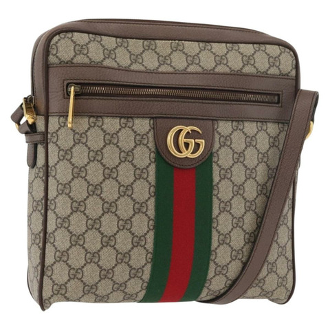 GUCCI GG Supreme Web Sherry Line 手提包 PVC 米色 金色 547934 正品 ep14440A