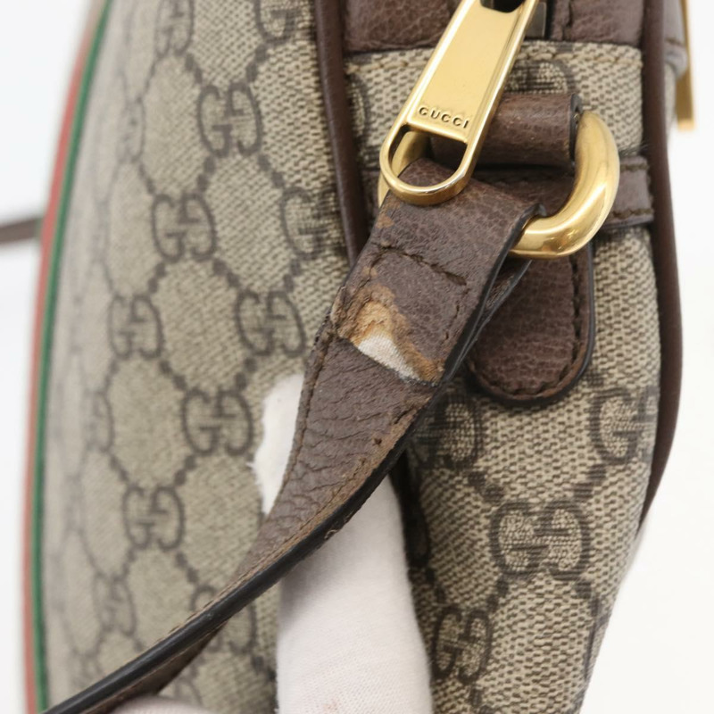 【日本直送】GUCCI GG Supreme Web Sherry Line 手提包 PVC 米色 金色 547934 正品 ep14440A-8
