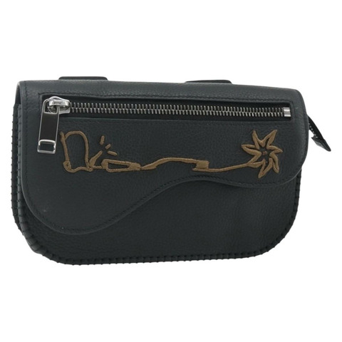 Christian Dior 馬鞍形臂包 Cactus Jack 皮革 黑色 銀色 正品 ka4066A