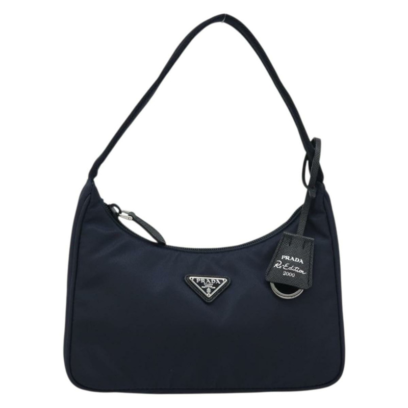 【日本直送】PRADA 復刻版尼龍海軍藍銀色手提包 正品 ka4069M-12
