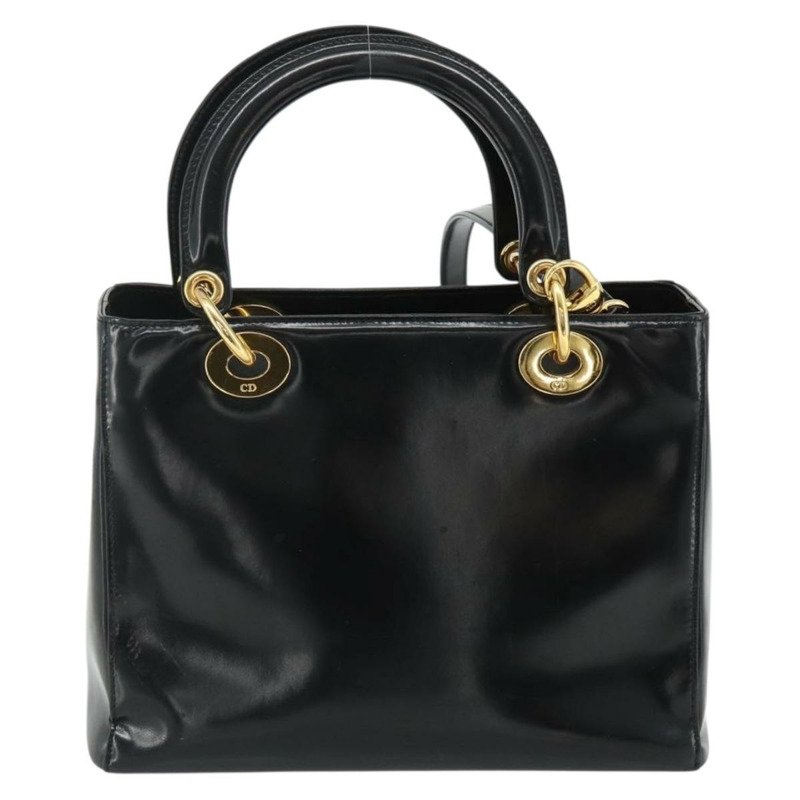 【日本直送】Christian Dior Lady Dior Cannage 中型皮革雙肩包 黑色 金色 Auth ka4150A-1