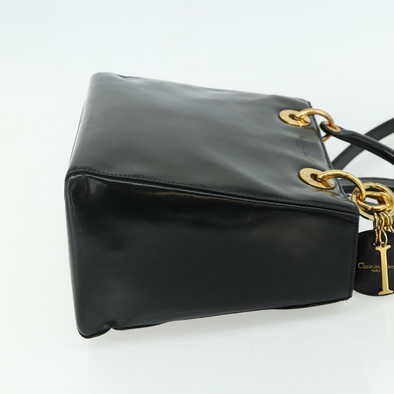 【日本直送】Christian Dior Lady Dior Cannage 中型皮革雙肩包 黑色 金色 Auth ka4150A-3