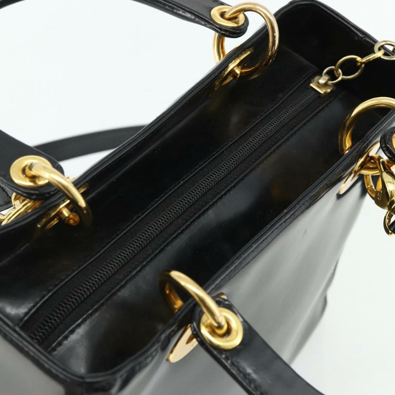 【日本直送】Christian Dior Lady Dior Cannage 中型皮革雙肩包 黑色 金色 Auth ka4150A-5