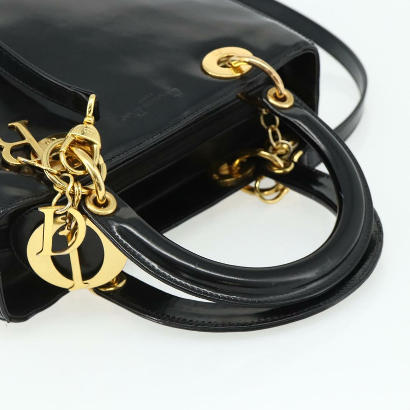 【日本直送】Christian Dior Lady Dior Cannage 中型皮革雙肩包 黑色 金色 Auth ka4150A-6