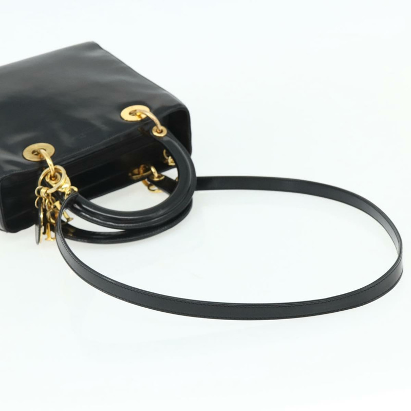 【日本直送】Christian Dior Lady Dior Cannage 中型皮革雙肩包 黑色 金色 Auth ka4150A-7