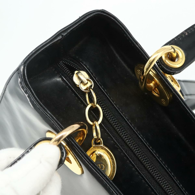 【日本直送】Christian Dior Lady Dior Cannage 中型皮革雙肩包 黑色 金色 Auth ka4150A-9