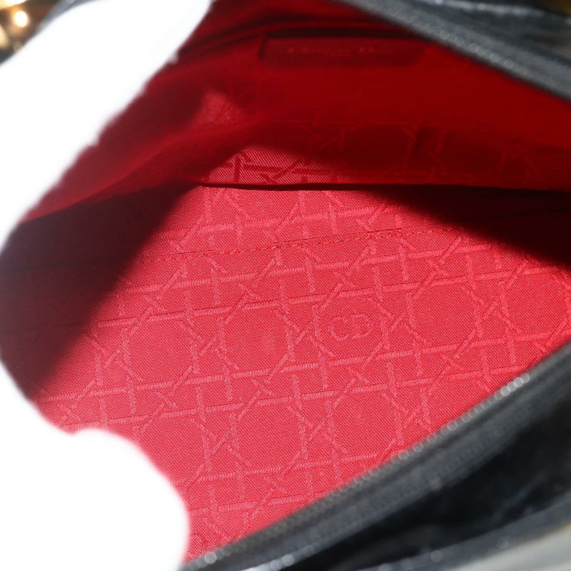 【日本直送】Christian Dior Lady Dior Cannage 中型皮革雙肩包 黑色 金色 Auth ka4150A-10
