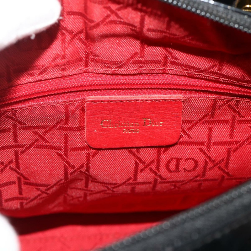 【日本直送】Christian Dior Lady Dior Cannage 中型皮革雙肩包 黑色 金色 Auth ka4150A-11