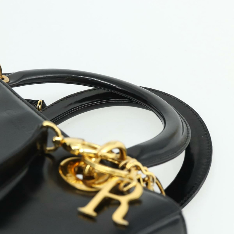 【日本直送】Christian Dior Lady Dior Cannage 中型皮革雙肩包 黑色 金色 Auth ka4150A-13