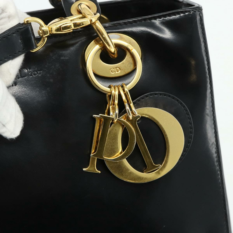 【日本直送】Christian Dior Lady Dior Cannage 中型皮革雙肩包 黑色 金色 Auth ka4150A-18