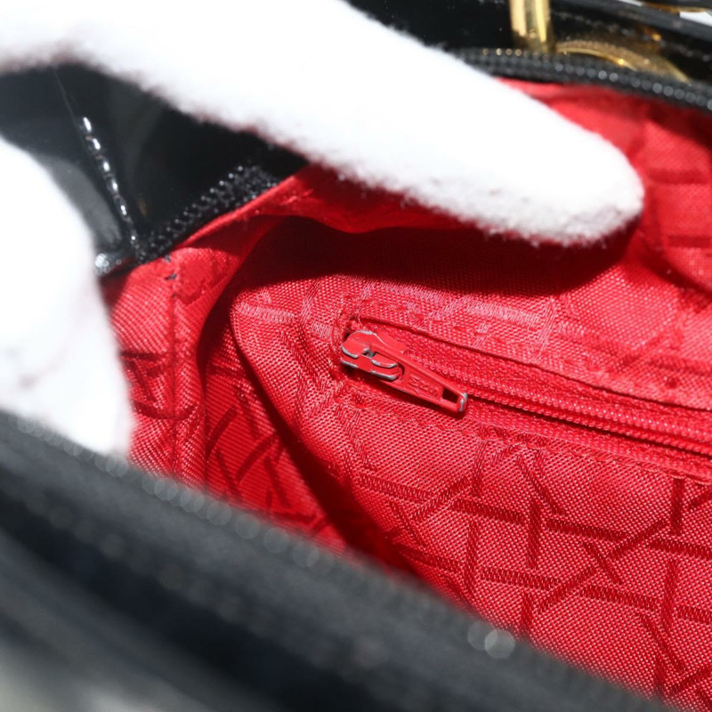 【日本直送】Christian Dior Lady Dior Cannage 中型皮革雙肩包 黑色 金色 Auth ka4150A-22