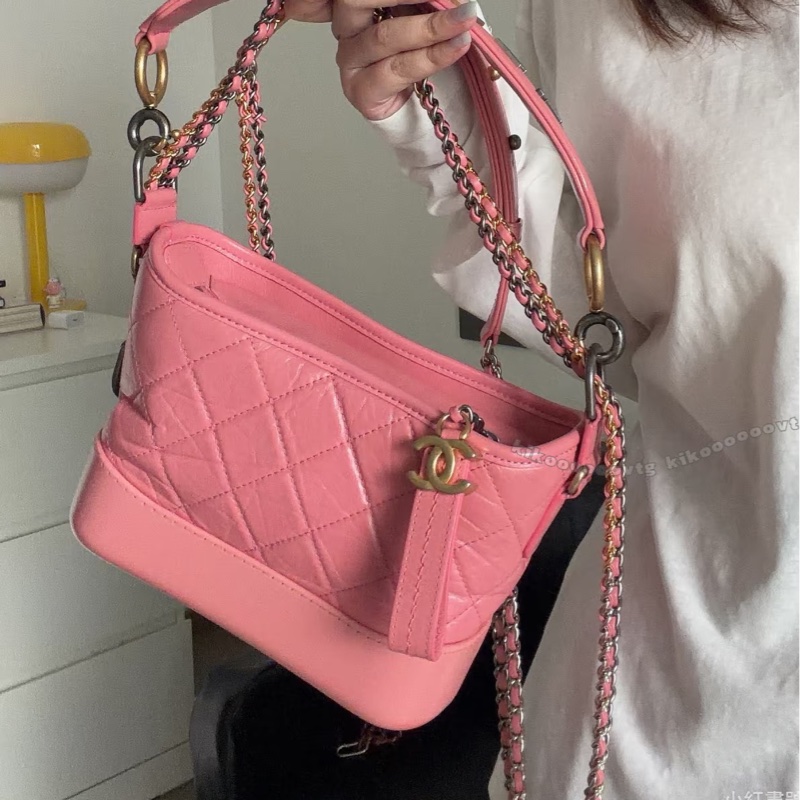 粉色少女系💕Chanel香奈兒限定手柄粉色小號流浪包單肩斜挎包✨-1