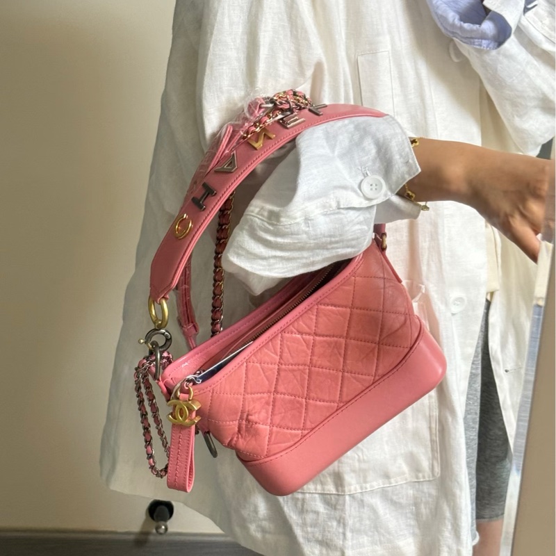 粉色少女系💕Chanel香奈兒限定手柄粉色小號流浪包單肩斜挎包✨-3