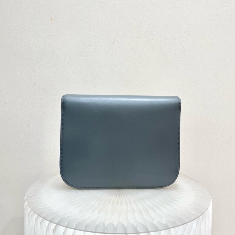 Celine賽琳Box中號單肩包灰色銀扣-2