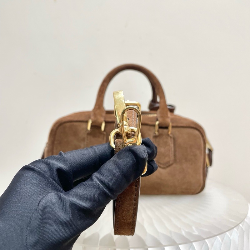 MiuMiu繆繆麂皮棕色保齡球-5