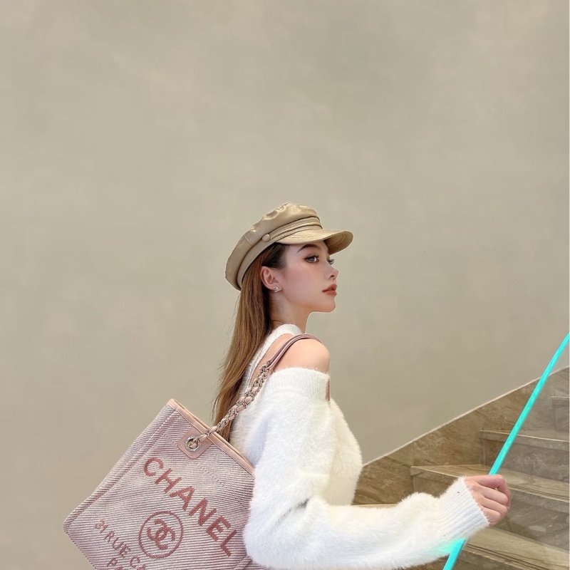 香奈兒粉色沙灘包小號tote-7