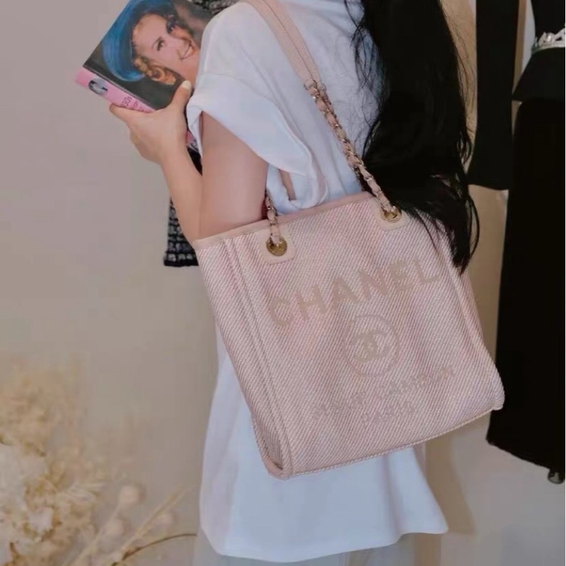 香奈兒粉色沙灘包小號tote-8