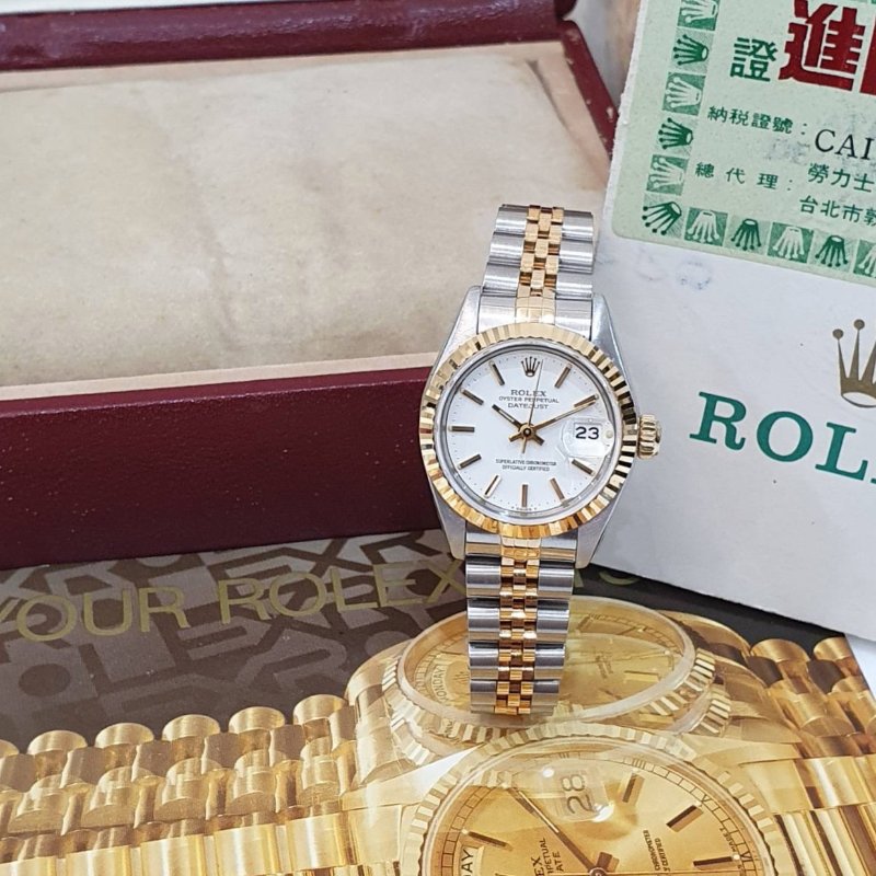 【大眾名錶】ROLEX勞力士 69173 Datejust 蠔式女錶 台灣公司貨 白色T柱面盤 大眾名錶B1293-4