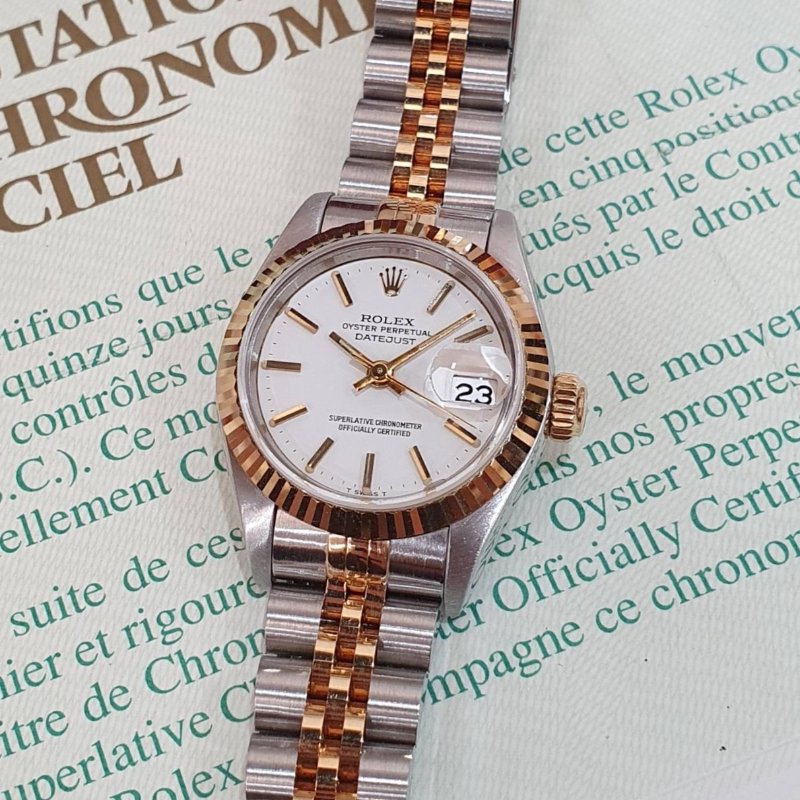 【大眾名錶】ROLEX勞力士 69173 Datejust 蠔式女錶 台灣公司貨 白色T柱面盤 大眾名錶B1293-8