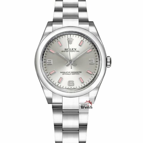 【大眾名錶】ROLEX勞力士 177200 蠔式OP 中型款 銀色369數字面盤 粉色時標 錶徑31 大眾名錶G274
