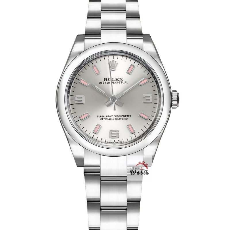 【大眾名錶】ROLEX勞力士 177200 蠔式OP 中型款 銀色369數字面盤 粉色時標 錶徑31 大眾名錶G274-0