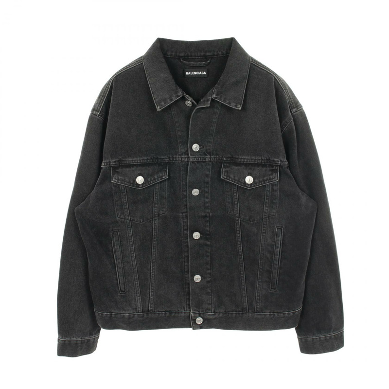 BALENCIAGA 後背刺繡logo牛仔夾克，棉質，二手男款44碼-0