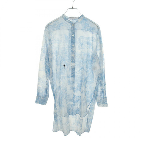 Christian Dior Toile de Jouy 長版襯衫裙 911B54A3802 棉 藍色 二手 #36