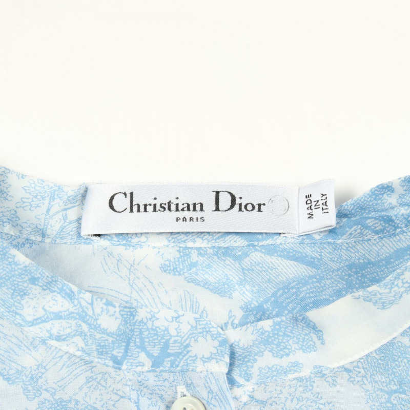 Christian Dior Toile de Jouy 長版襯衫裙 911B54A3802 棉 藍色 二手 #36-2