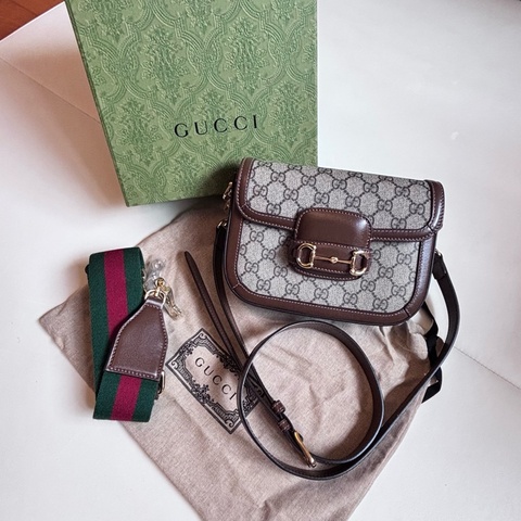 Gucci Horsebit 1955 Shoulder Bag 經典老花馬鞍包 焦糖色